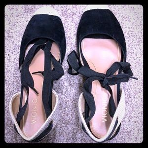 COPY - Lace/Tie wedge espadrille style sandal